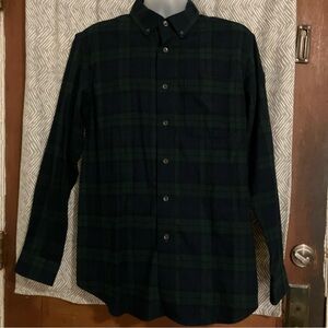 ll bean flannel mens size medium plaid Green Blue